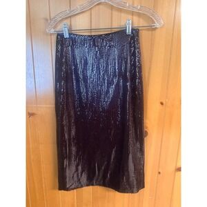 J.Crew Collection Brown Glam Holiday Sequin Pencil Skirt 00 Lined Back Vent